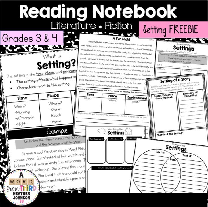 Reading Notebook Freebie Setting